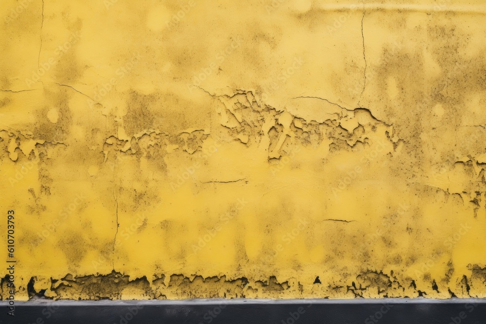 Fototapeta premium Old yellow wall texture. Abstract background for design with copy space. Generative ai