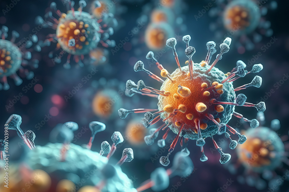 Virus 3D model, generative ai Virus 3D model, generative ai