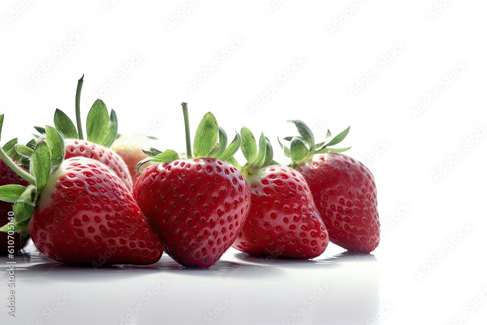Delicious and flavorful blueberries with their green leaves on a white background. Generative AI Delicious and flavorful blueberries with their green leaves on a white background. Generative AI