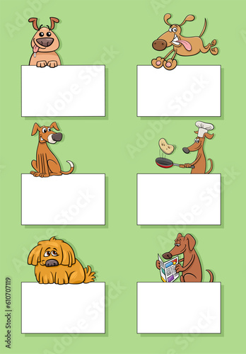 cartoon dogs and puppies with cards design set © Igor Zakowski
