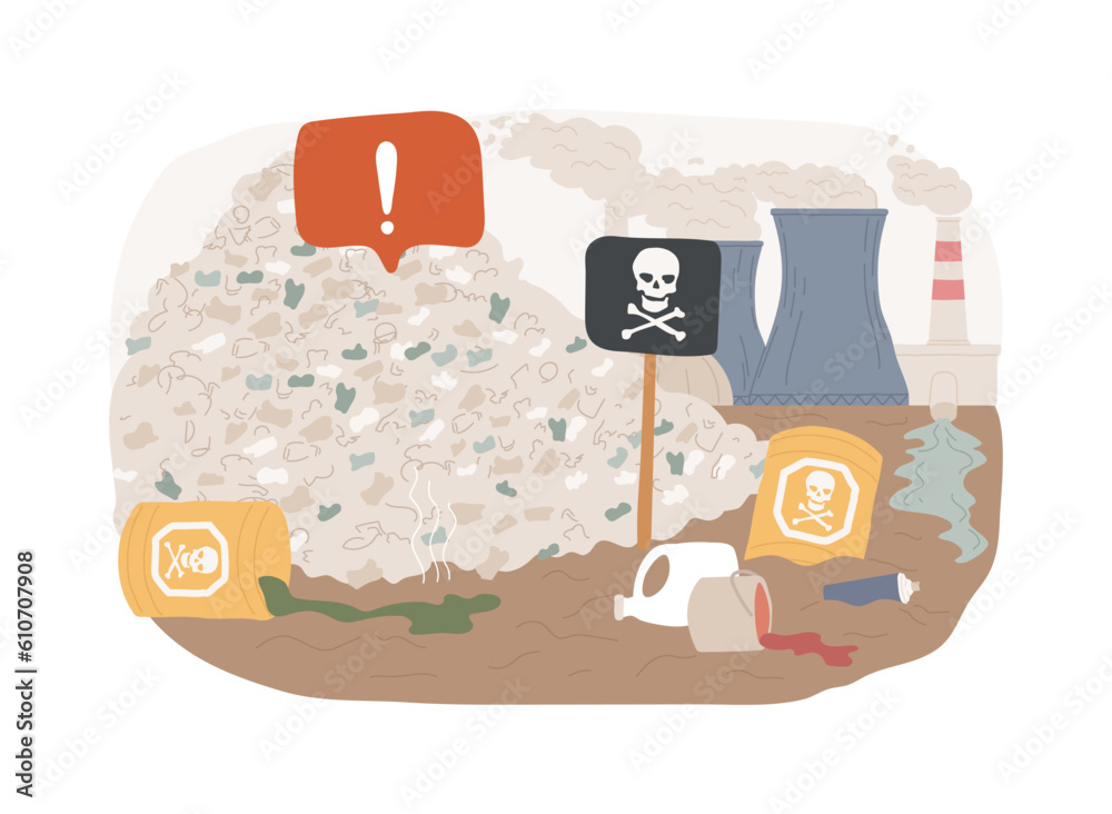 Chemical pollution isolated concept vector illustration. Hazardous ...