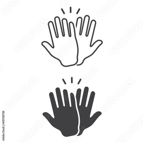 Two hands giving five, clapping palms icon.