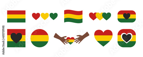 Juneteenth National Independence Day set colorful icons. Freedom day signs, symbols. Black history month. Collection vector illustration for Emancipation Day. African American celebrating Jubilee Day.