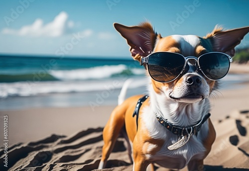 illustration of a funny dog with glasses. © saltacekias