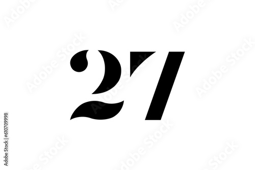 Number 27 Logo Design Vector Sign  