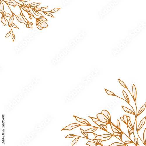 Wallpaper Mural Beautiful Gold floral corner border with hand drawn leaves and flowers for wedding or engagement Torontodigital.ca