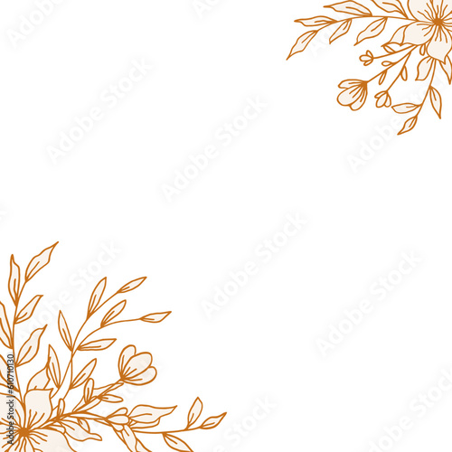 Wallpaper Mural Beautiful Gold floral corner border with hand drawn leaves and flowers for wedding or engagement Torontodigital.ca