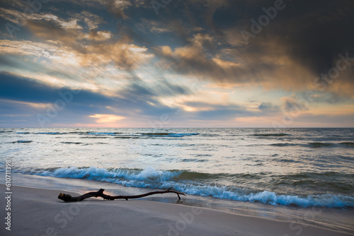 Plaża O zmierzchu Nad Bałtykiem 