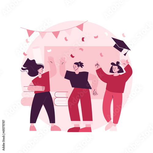 School celebration party abstract concept vector illustration. Back-to-school celebration idea, graduation party, event planning, end of year ball invitation and decoration abstract metaphor.
