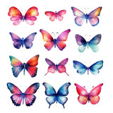 Water color butterfly set clipart AI generate no background