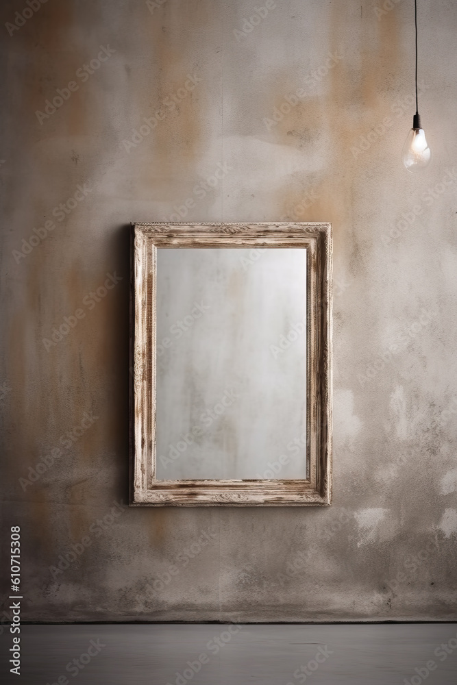 Empty picture frame, mirror hanging on the wall. Empty picture frame, mirror hanging on the wall.