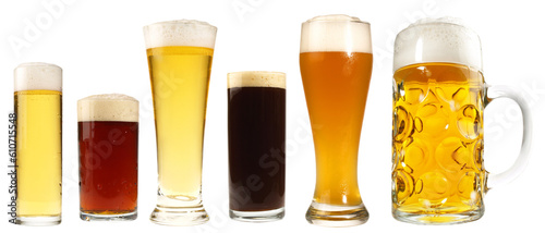 Glasses with different sorts of beer - Transparent PNG Background