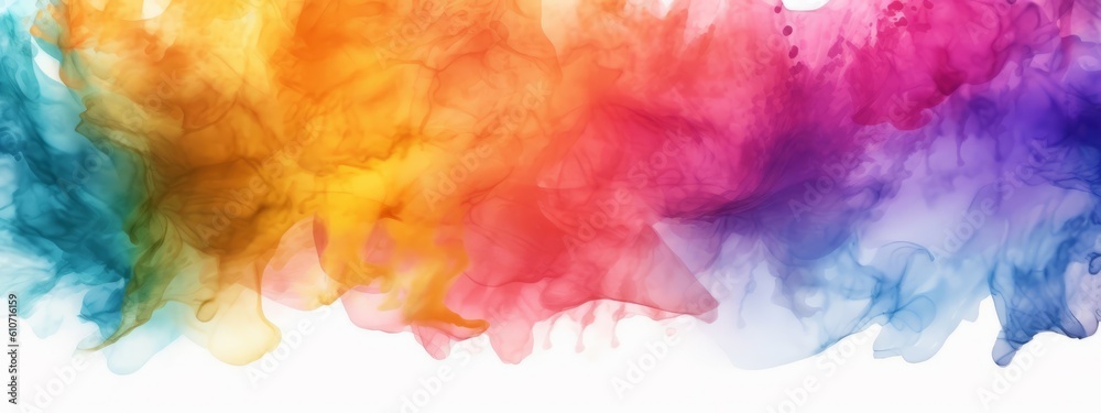 Abstract colorful rainbow color painting illustration - watercolor splashes texture, , isolated on white background Generative AI