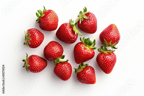 Strawberries Isolated on a White Background. Generative AI