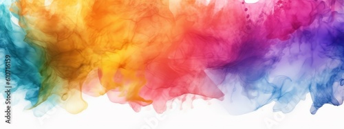 Abstract colorful rainbow color painting illustration - watercolor splashes texture    isolated on white background Generative AI