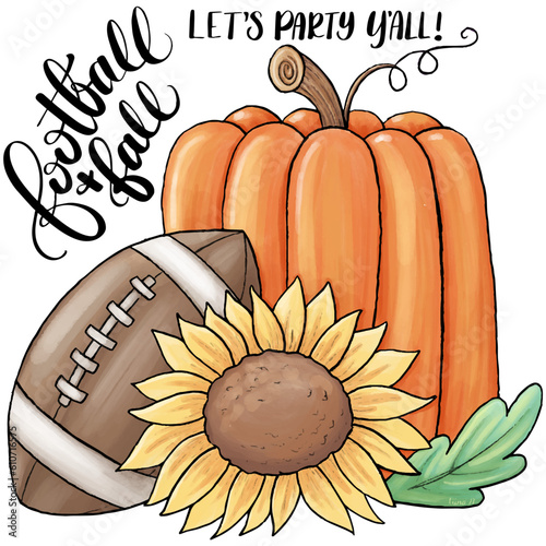 Football & Fall Pumpkin, Football, and Sunflower