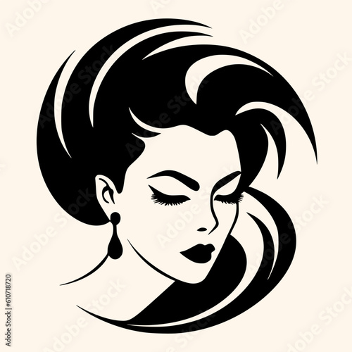 woman black logo in minimalist and modern style