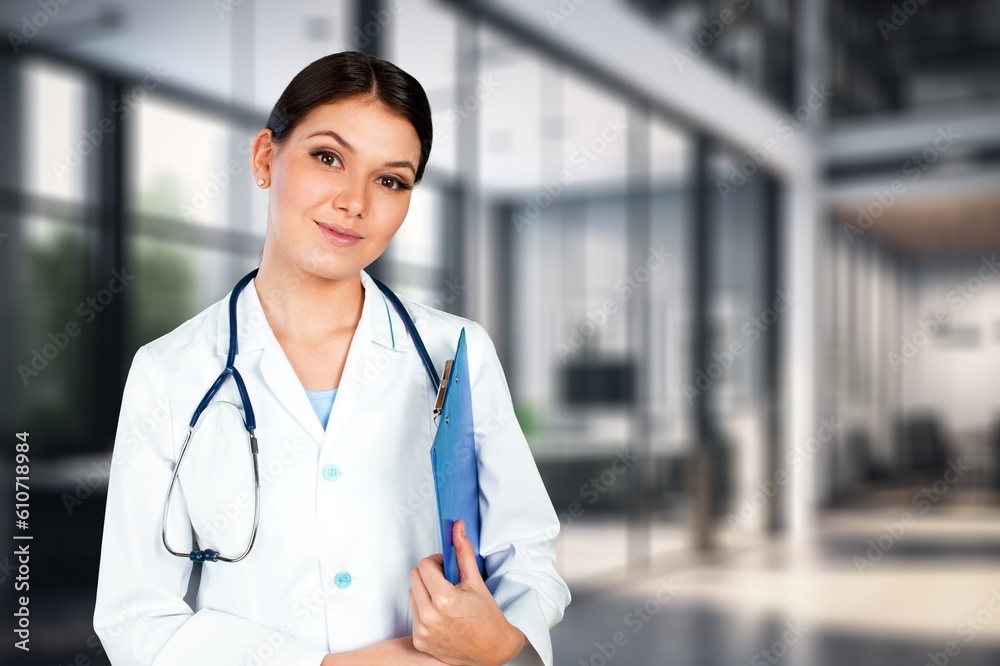 Healthcare concept, young woman doctor posing Healthcare concept, young woman doctor posing