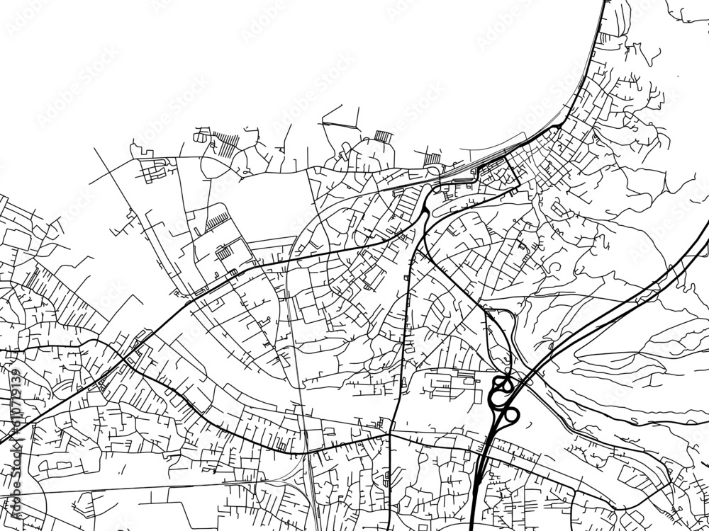 Naklejka premium Vector road map of the city of Bregenz in the Austria on a white background.