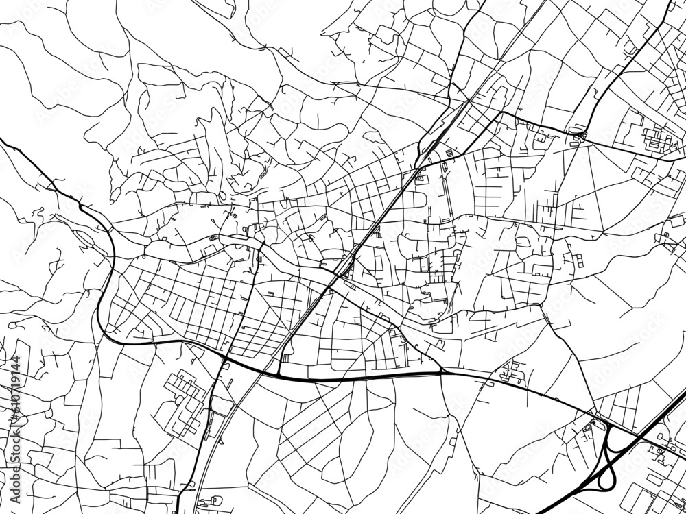Vector road map of the city of  Baden bei Wien in the Austria on a white background.