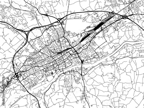 Vector road map of the city of Wels in the Austria on a white background.