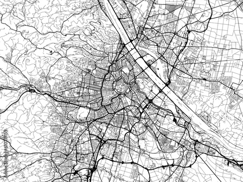 Vector road map of the city of  Wien in the Austria on a white background.