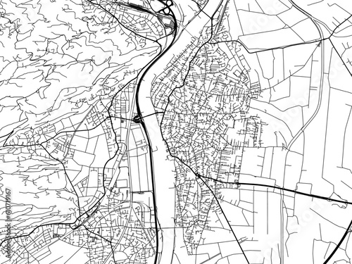 Vector road map of the city of  Lustenau in the Austria on a white background.