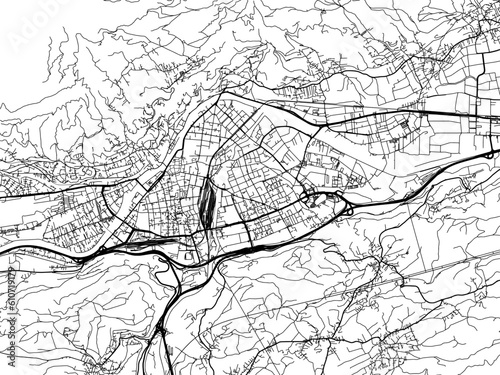 Vector road map of the city of Innsbruck in the Austria on a white background.