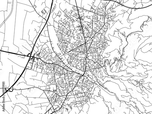 Vector road map of the city of  Dornbirn in the Austria on a white background.