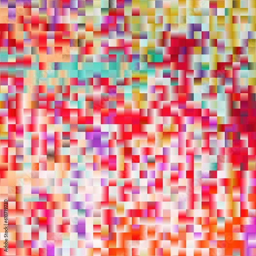 Colorful square shapes mosaic background illustration.