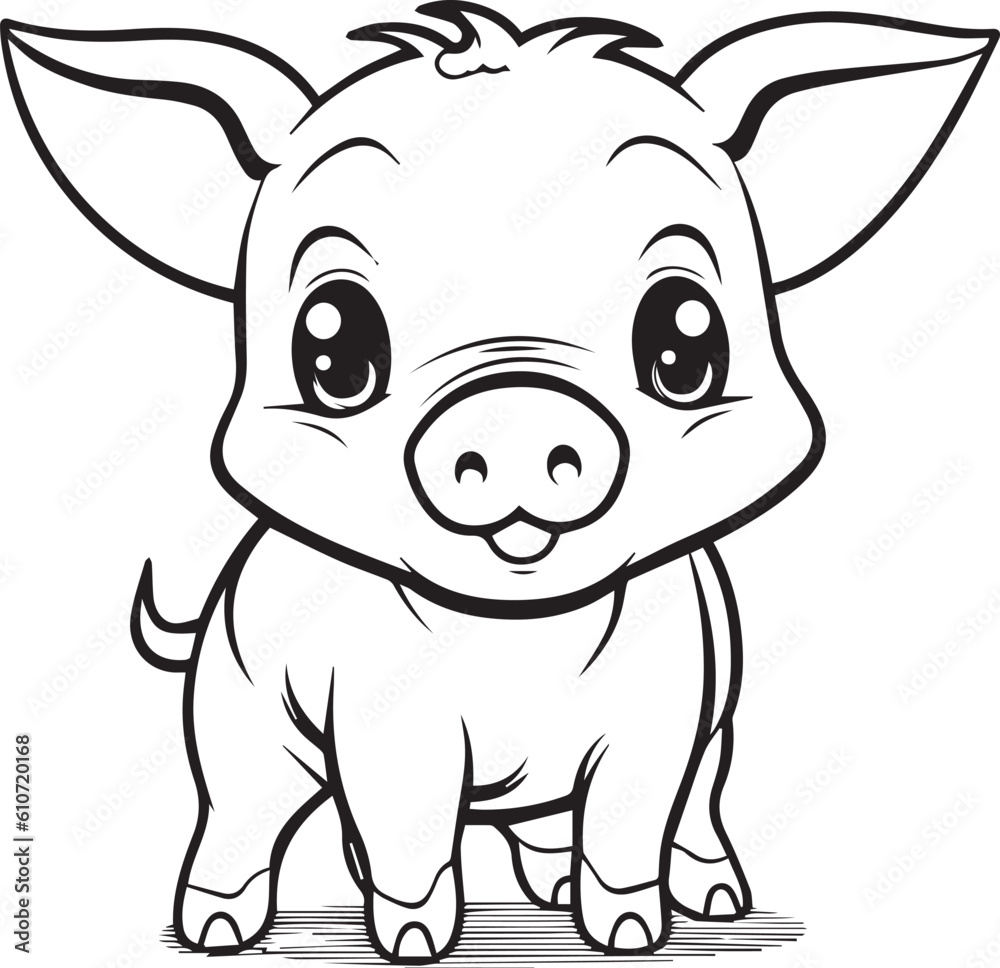 Pig, colouring book for kids, vector illustration Pig, colouring book for kids, vector illustration