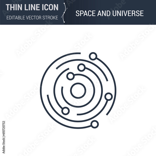 Space and Universe Symbol. Sleek Thin Line Icon. Stroke Pictogram for Web Design. High-Quality Outline Vector Concept. Premium Monoline Aesthetic.