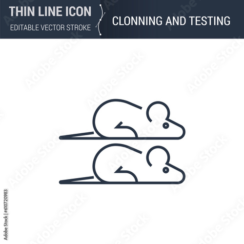 Symbol of Cloning and Testing. Thin Line Icon for Biochemistry and Genetics. Stroke Pictogram for Web Design. High-Quality Outline Vector Concept. Premium Monoline Beauty.