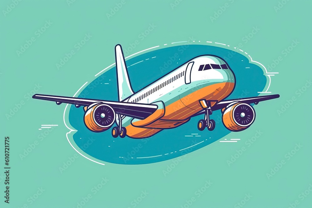 Illustrative View of Aeroplane. illustration. Generatiive AI Illustrative View of Aeroplane. illustration. Generatiive AI
