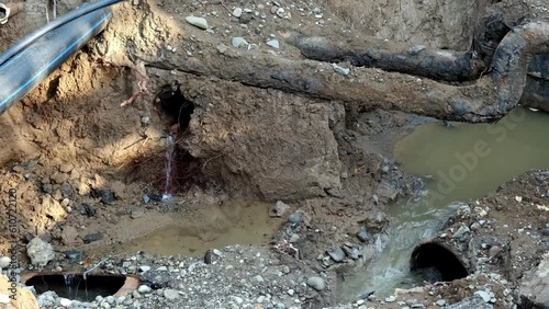 Replacement of old rusty pipes and communications.