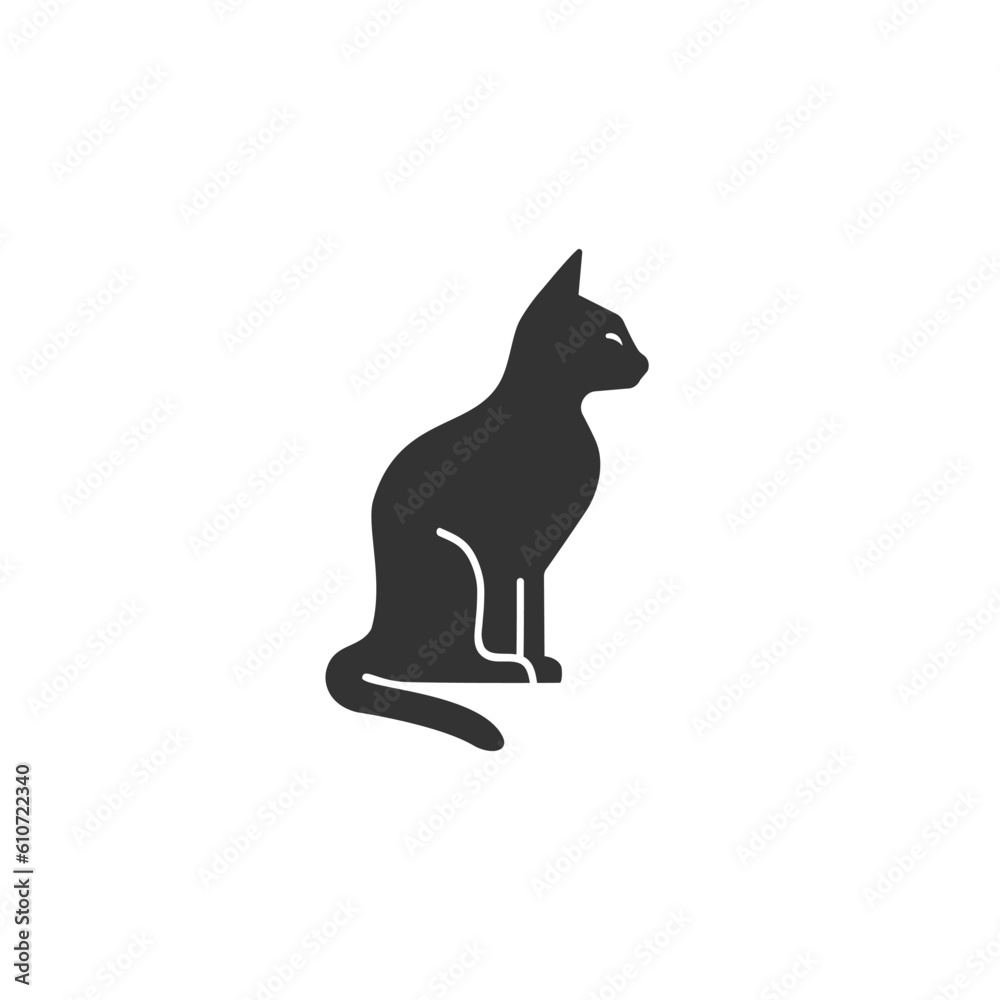 Black cat icon silhouette. Vector cat silhouette view side for retro logos