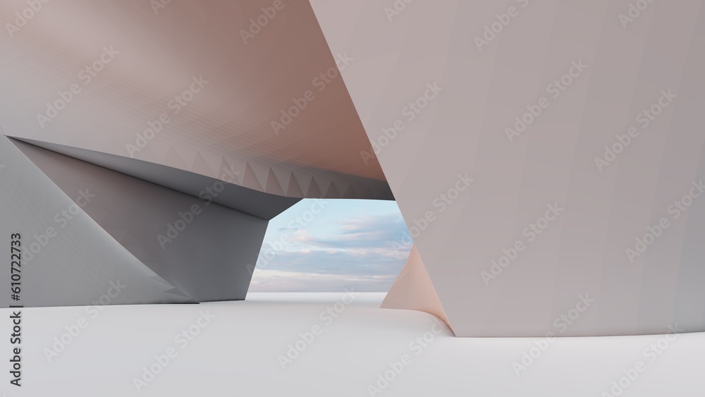Abstract architecture background geometric arched interior 3d render Abstract architecture background geometric arched interior 3d render