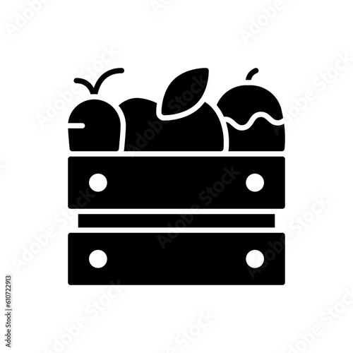 Box with fruits and vegetables black icon