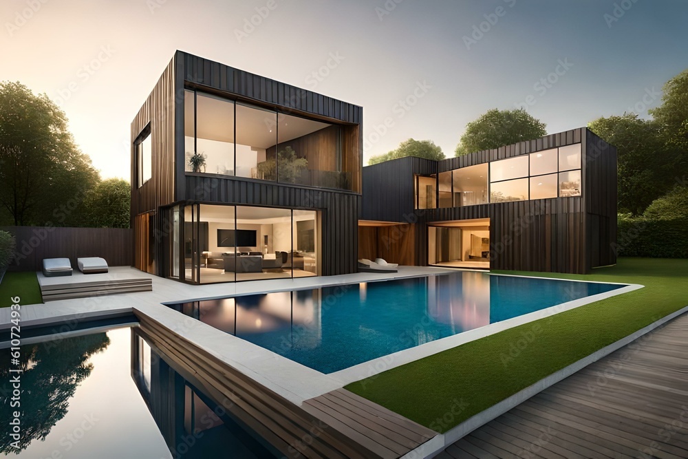 modern villa with swimming pool
