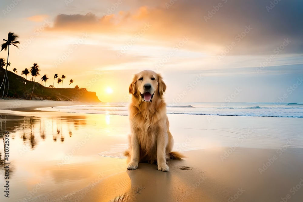 golden retriever on the beach