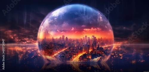 a globe with a city in it Generative AI