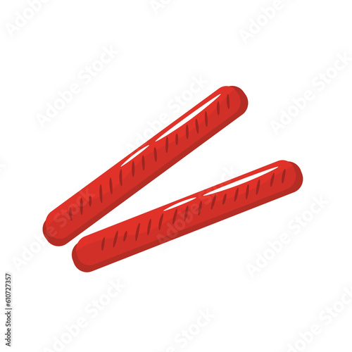 Tasty grilled sausages on white background