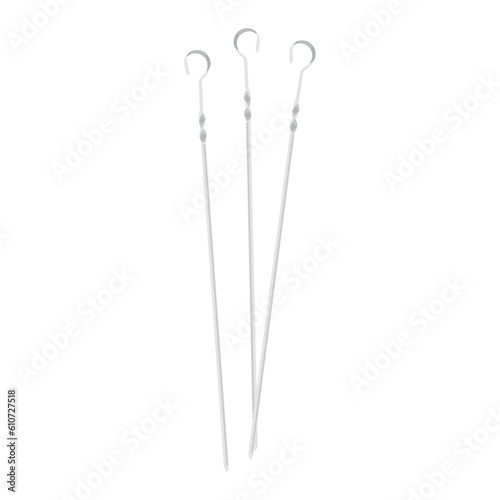 BBQ skewers on white background