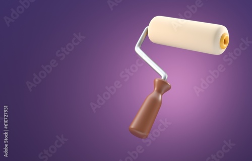 Isolated 3D Paint Roller. 3D Illustration