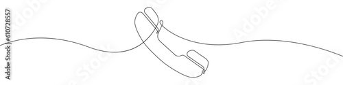 Phone line continuous drawing vector. One line Handset vector background. Handset icon. Continuous outline of a Home phone.