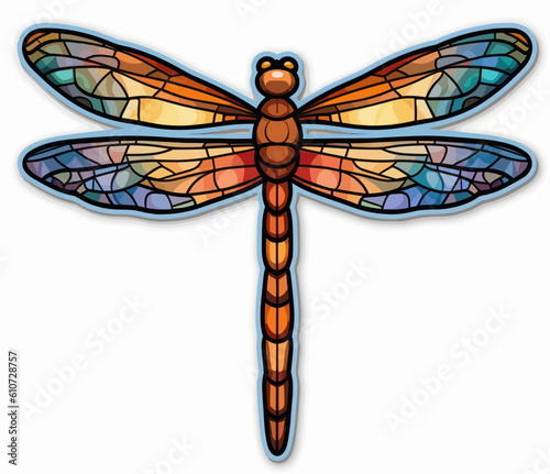 Dragonfly stained glass mosaic vector
