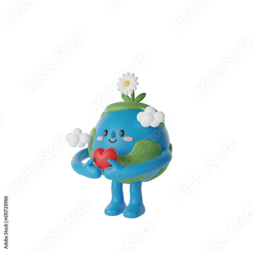 Cute Earth Planet 3d Illustration