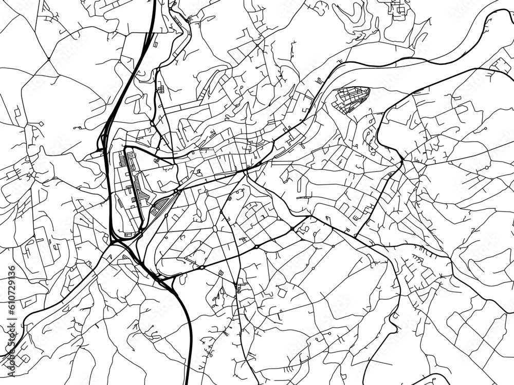 Vector road map of the city of  Verviers in Belgium on a white background.