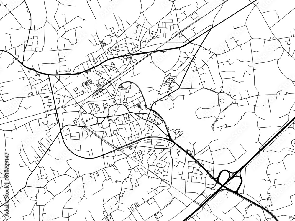 Vector road map of the city of  Lokeren in Belgium on a white background.