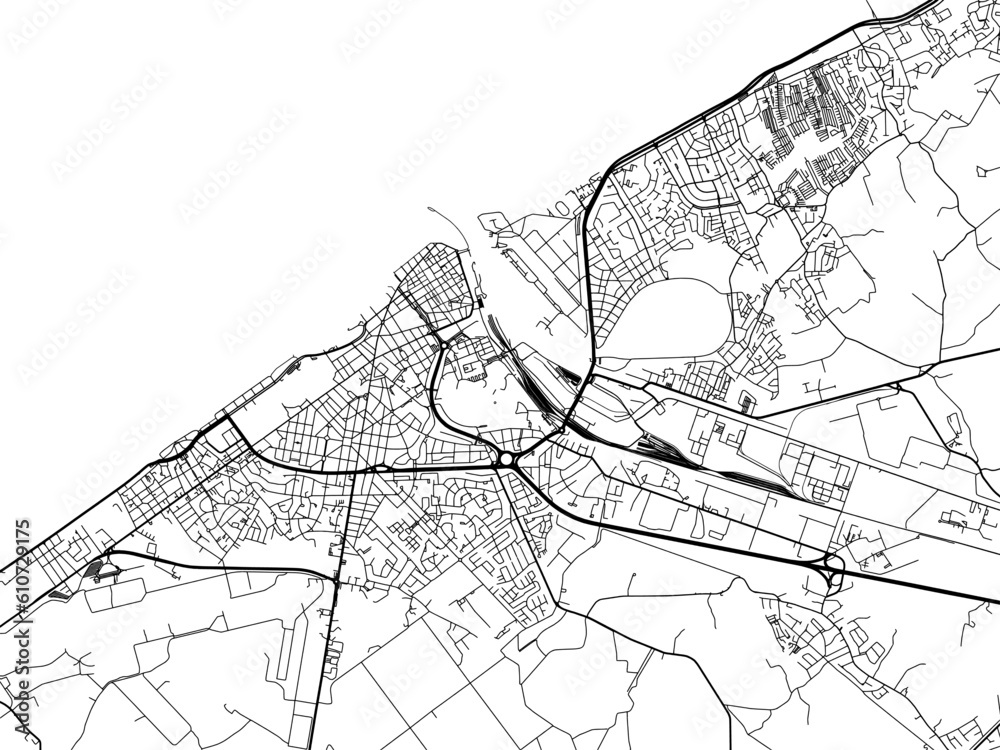 Naklejka premium Vector road map of the city of Oostende in Belgium on a white background.